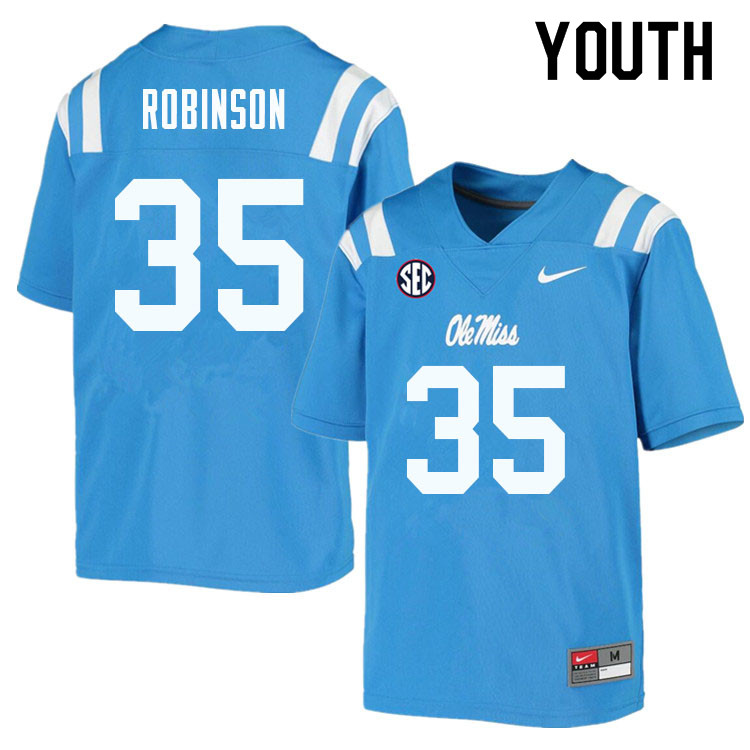 Youth #35 Mark Robinson Ole Miss Rebels College Football Jerseys Sale-Powder Blue